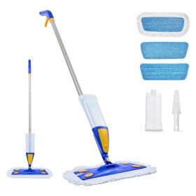 Spray Mop, with 3 Washable Pads for Dry and Wet Floor Cleaning and a 27oz Refillable Water Tank, Microfiber Dust Wet Mop & Twisted Cotton Dry Mop