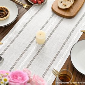 Mode Rustic Cotton Linen Table Runner, Seasonal Embroidered Hollow Kitchen Dining Table Decoration for Home Party Decor 13x72 Inch