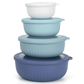 soti8 Piece Mixing Bowl with Lids Set, Plastic Bowls, Meal Prep Bowl Set, Nesting Mixing Bowls for Space Saving Storage, Ideal for Cooking, Baking