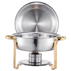 Chafing Dish Buffet Set, 5 Qt 4 Pack, Stainless Steel Chafer with 4 Full Size Pans, Round Catering Warmer Server with Lid Water Pan Folding Stand
