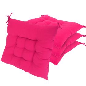 4Pcs Chair Cushion Pads Pillow 17.72x17.72x2.37in Soft Tie On Square Sitting Mats For Home Office Car Sitting Travel(Thickened) (Color: ProRoseRed)