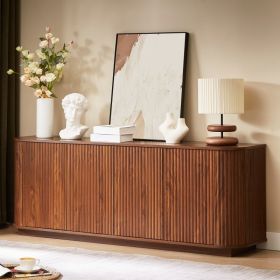 Sideboard Storage Cabinet TV Stand With Wave Pattern Buffet Cabinet Wooden Vertical Striped Cabinet For Kitchen Bedroom Entryway. Walnut, 64W X 1 (Option: Walnut)